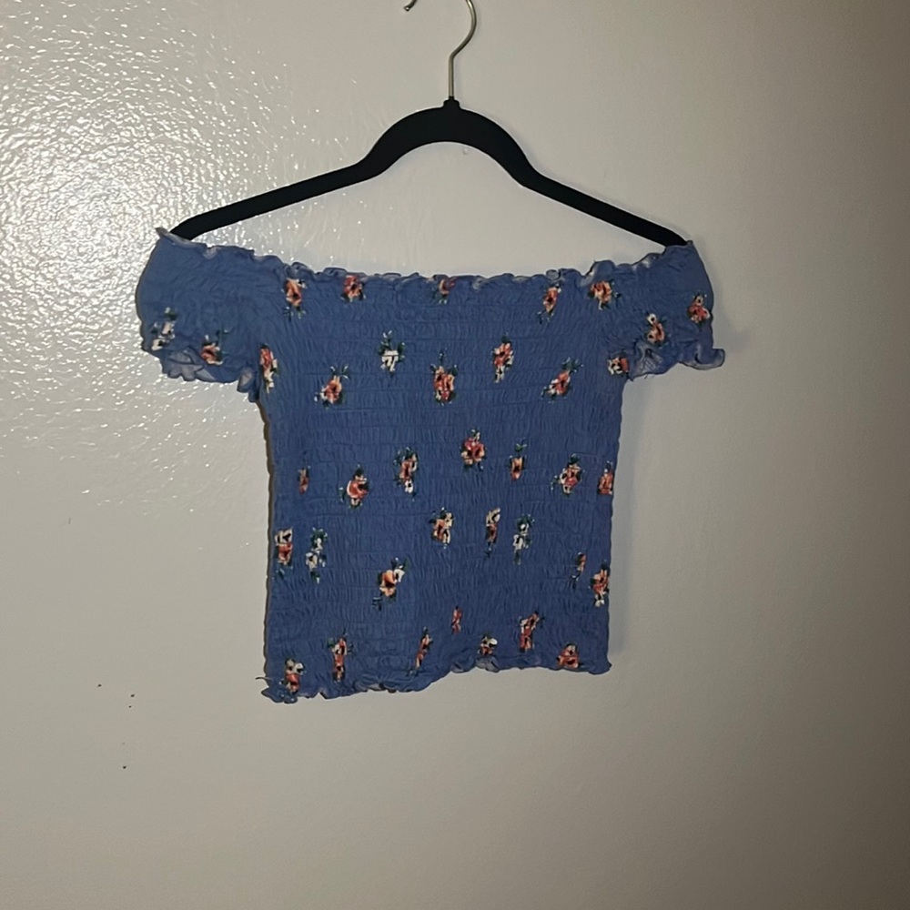 blue floral crop